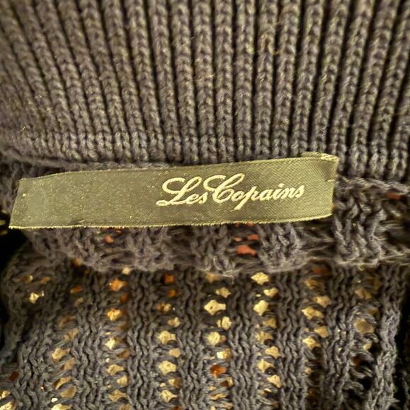 Les Copains Open Quality Knit Button Front Cardigan Sweater Navy Blue Women XL - Picture 7 of 9